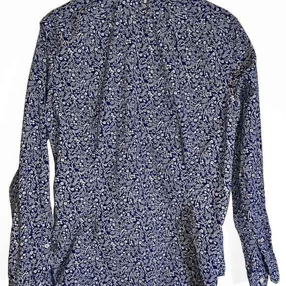 Banana Republic Blue & White Floral Print Shirt, Size M, Like New - Picture 2 of 3
